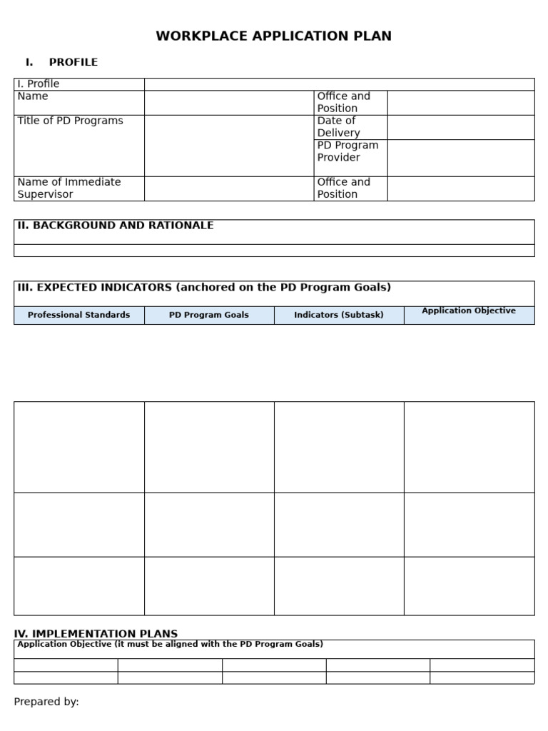Workplace Application Plan Overview | PDF