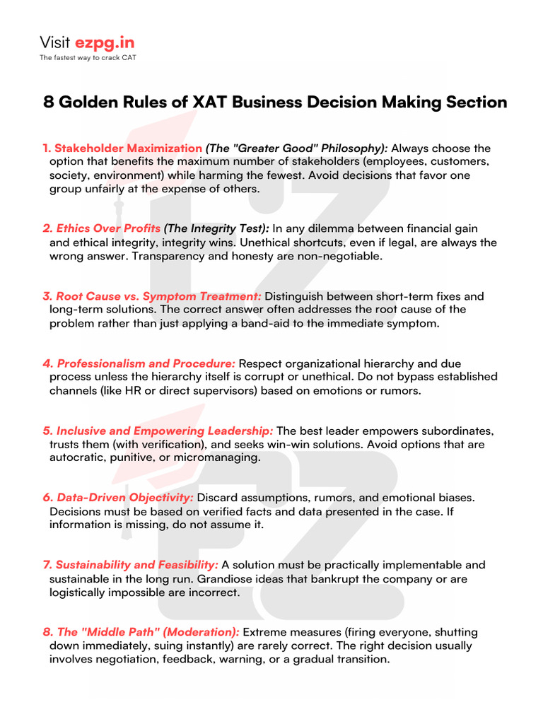 8 Golden Rules for XAT Decision Making | PDF