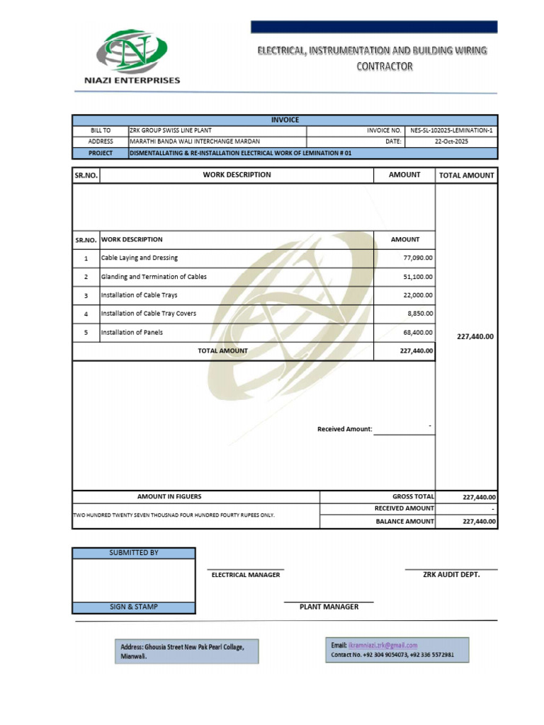 Lamination # 01 Invoice | PDF