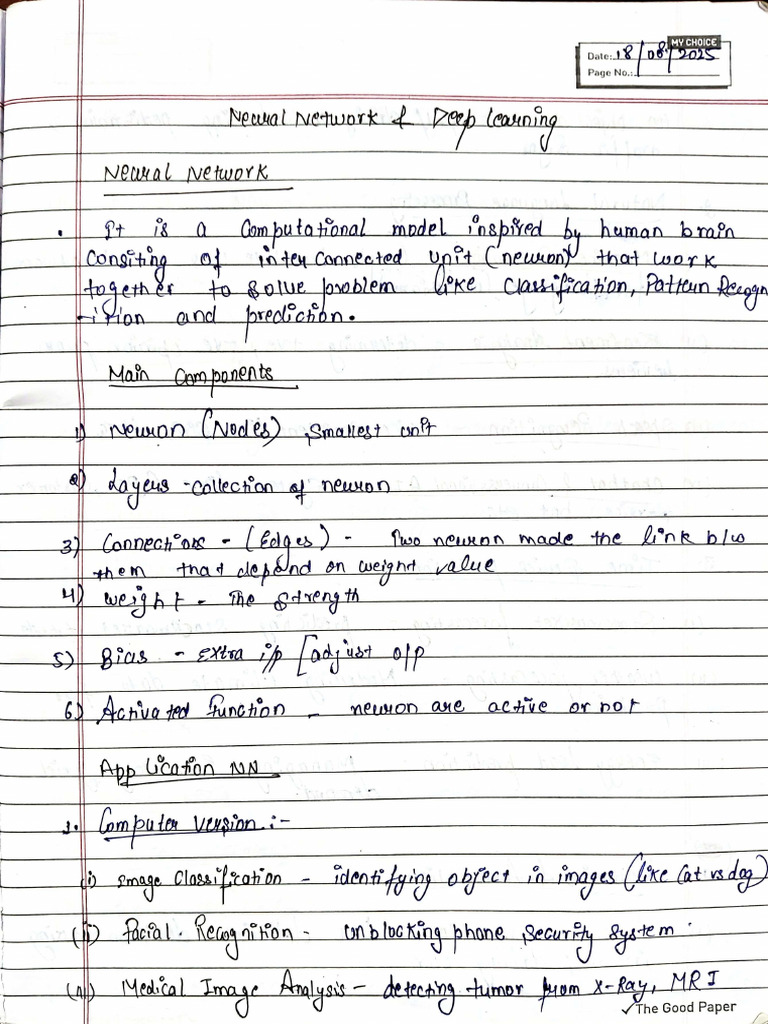 Neural Network Sessional-1 Notes-1 | PDF