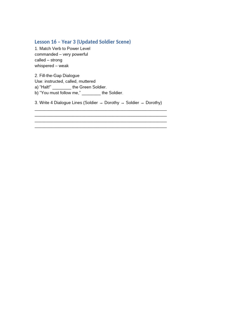Updated Lesson16 Worksheets | PDF | Linguistics | Syntax