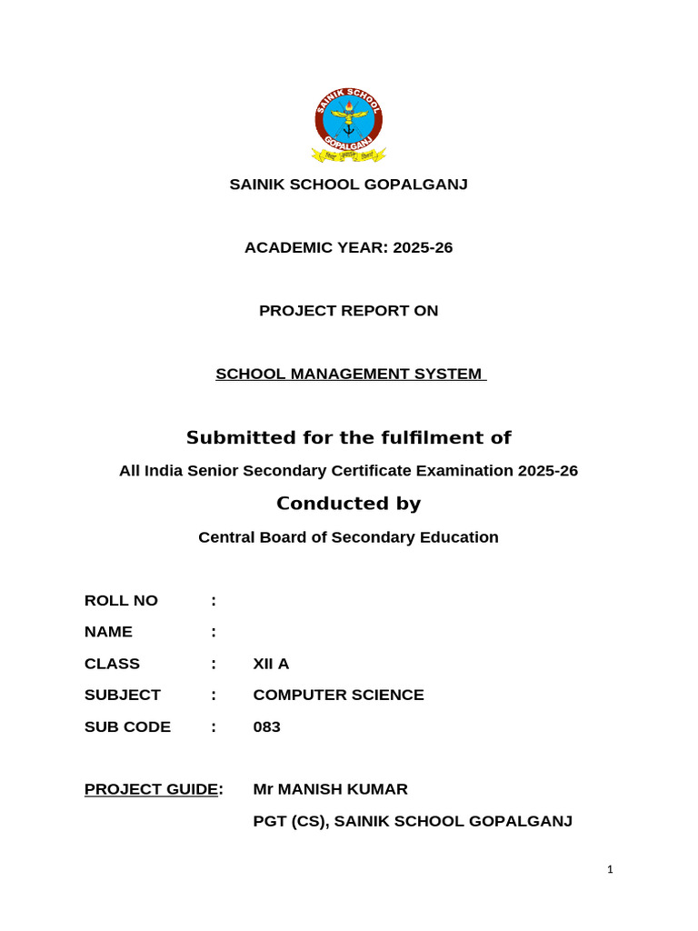 School Management System Project Report | PDF | Databases | Usability
