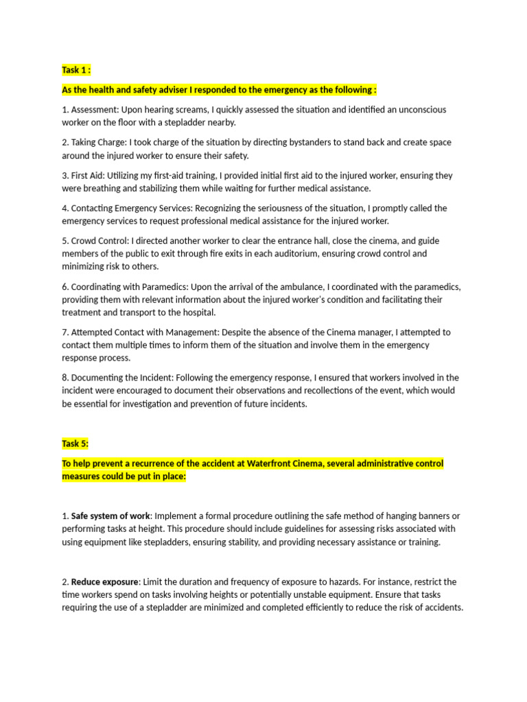Emergency Response and Safety Measures | PDF | Occupational Safety And ...