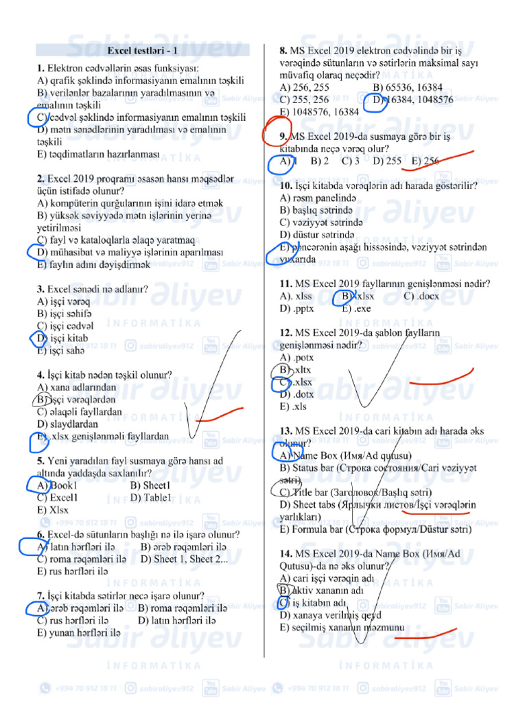 Excel Test 1 | PDF