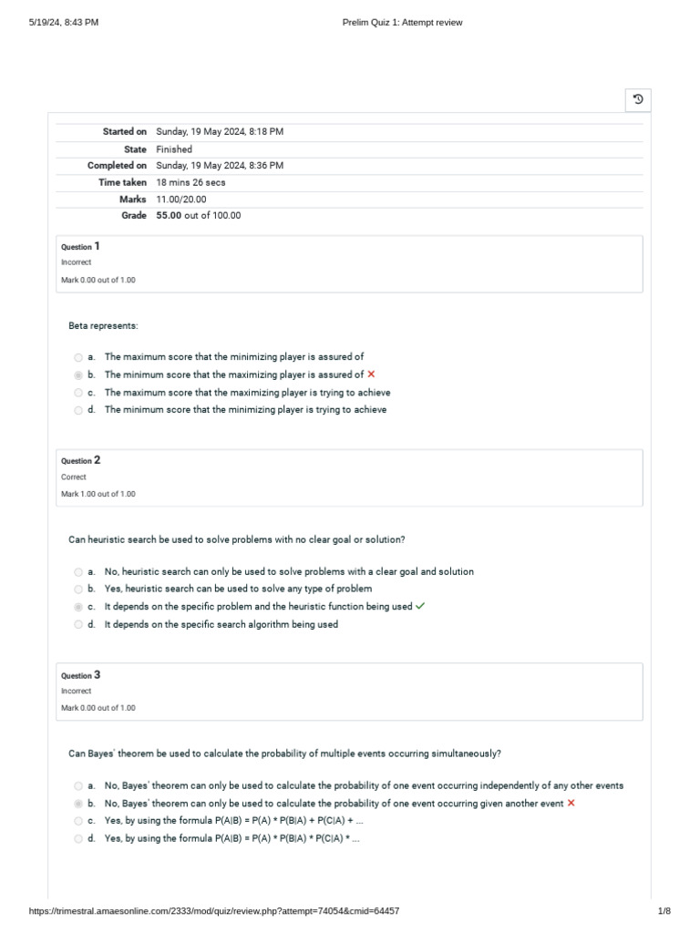 Prelim Quiz 1 Results and Analysis | PDF | Probability | Bayesian ...