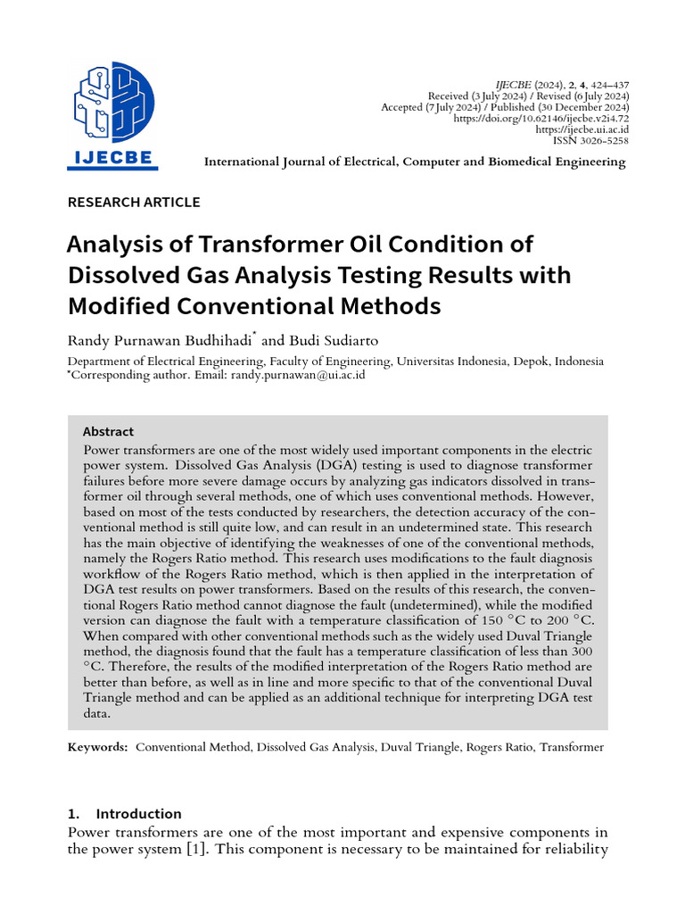 Modified Rogers Ratio for DGA in Transformers | PDF | Combustion ...