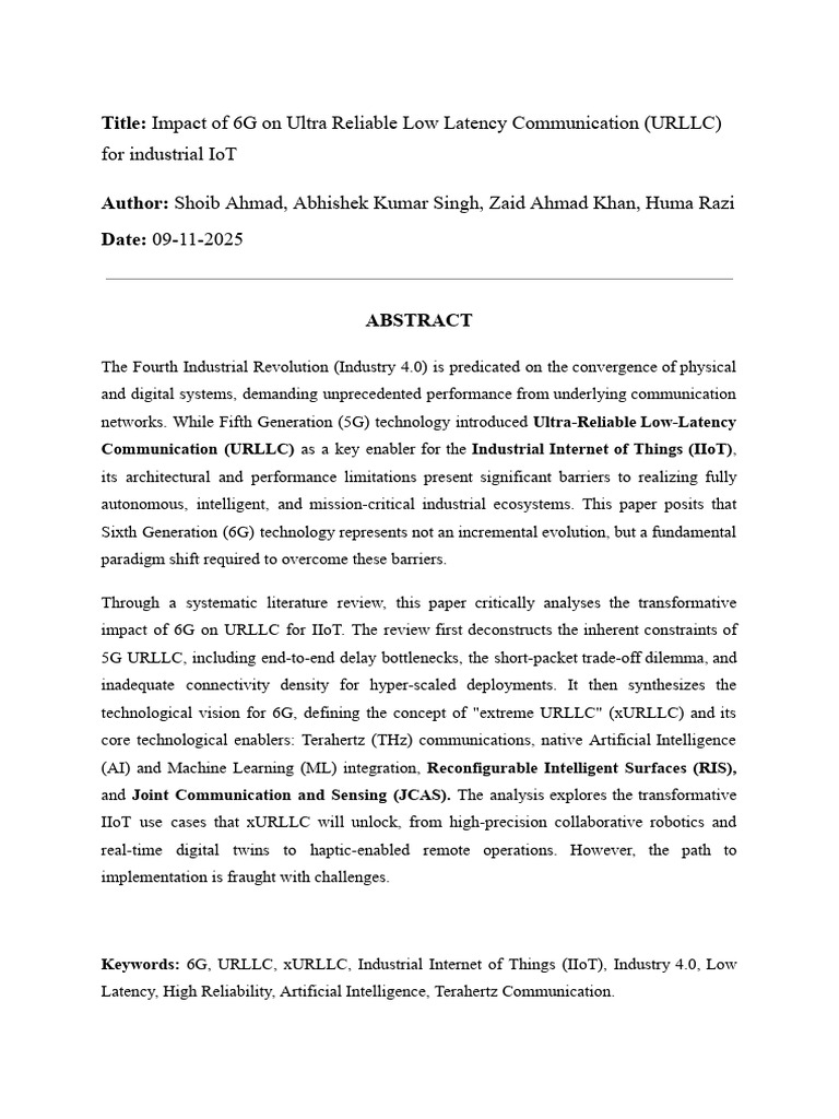 Title_ Impact of 6G on Ultra Reliable Low Latency Communication (URLLC ...