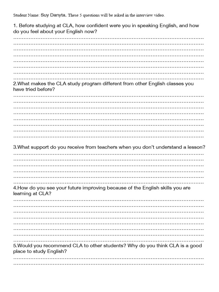Interview Questions for CLA Student | PDF
