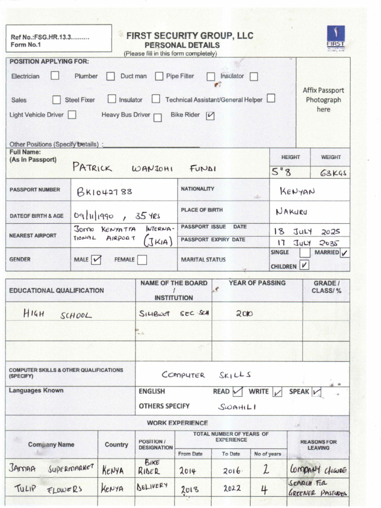 Personal Details PWF | PDF