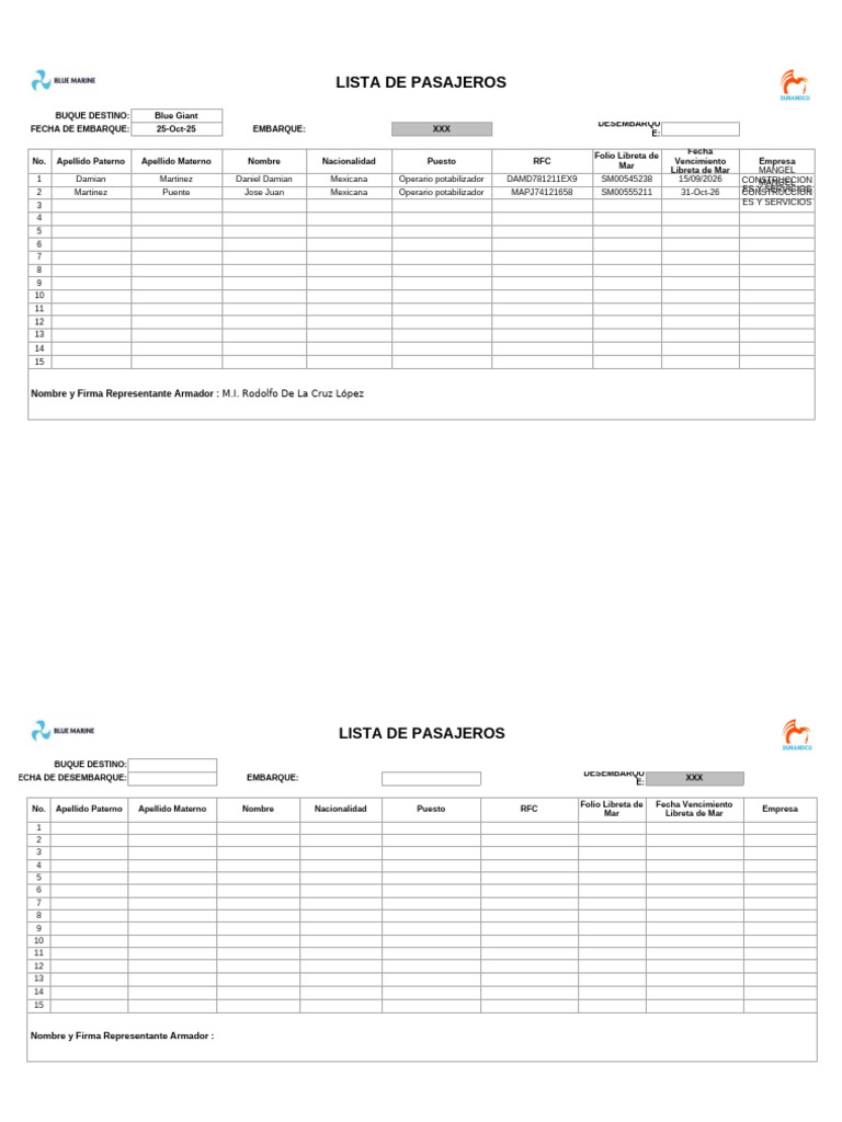 Formato Embarque de Personal-1 | PDF