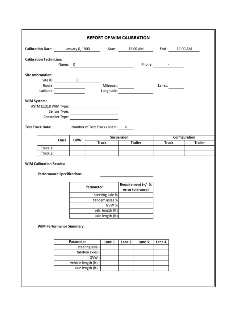 Appendix e Example Wim Calibration Report (Az Dot) | PDF | Confidence ...