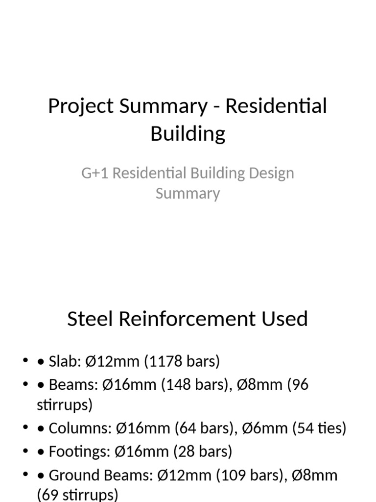 Residential Building Design Summary | PDF