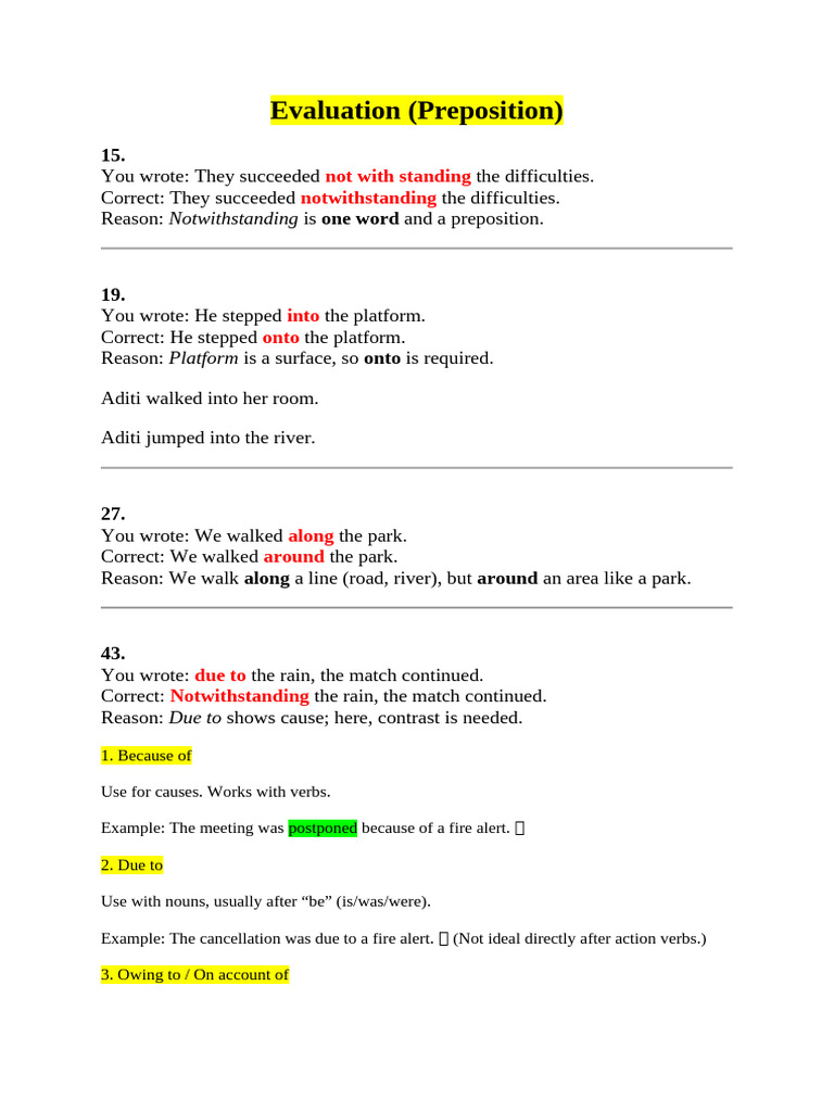 Prepositions (1) | PDF