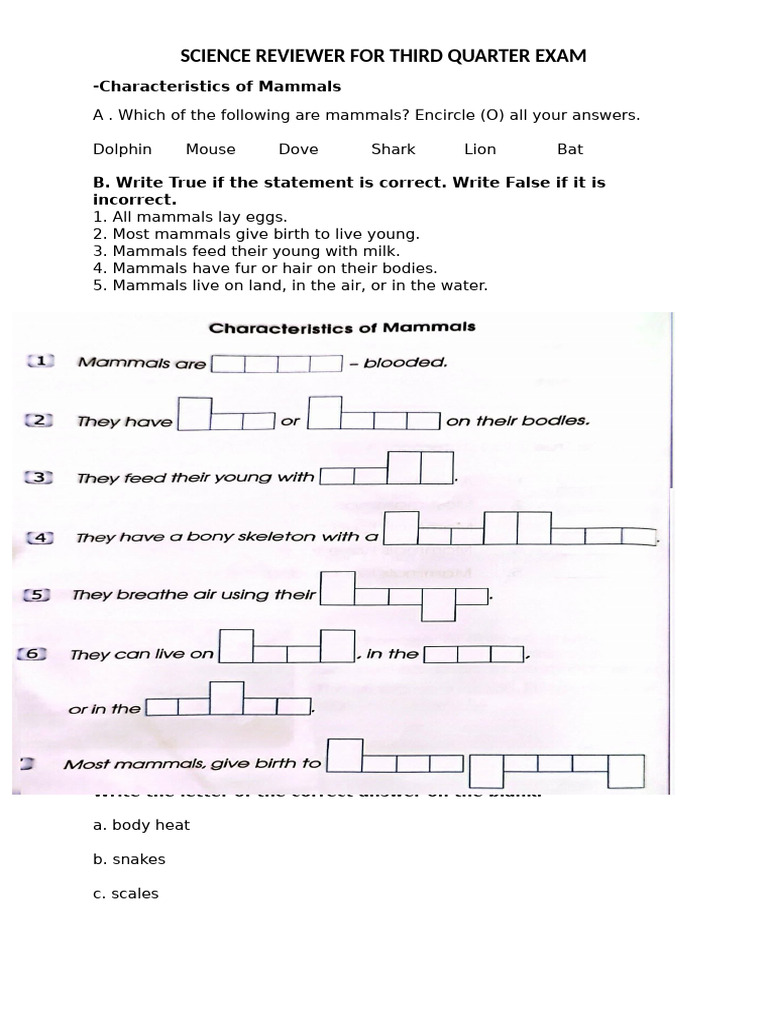 Science Reviewer For Third Quarter Exam | PDF | Plants | Amphibian