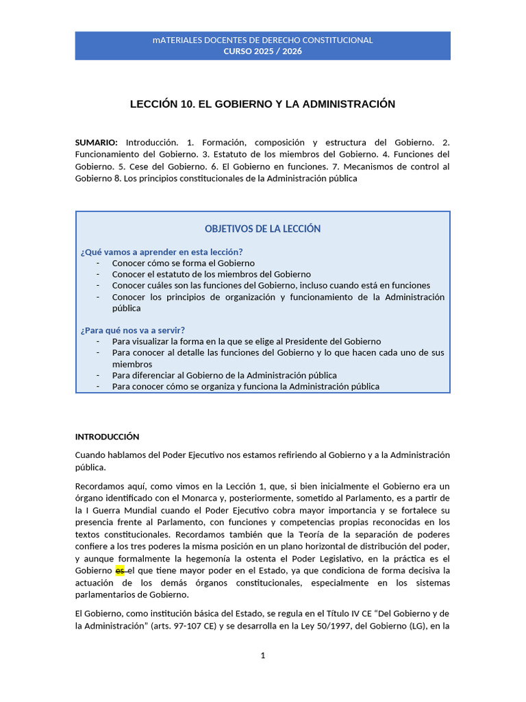 Formación y Funciones del Gobierno | PDF | Ministerio (Departamento de ...