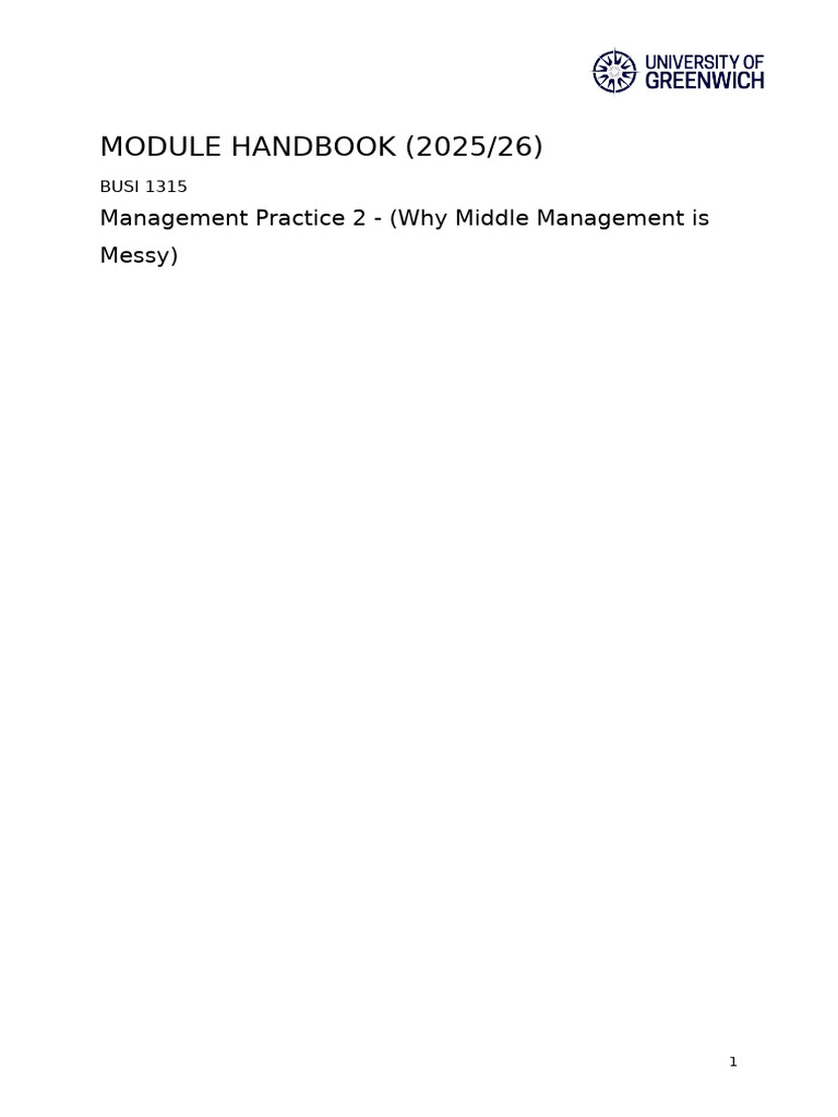 Management Practice 2 Handbook 2025/26 | PDF | Learning | Knowledge