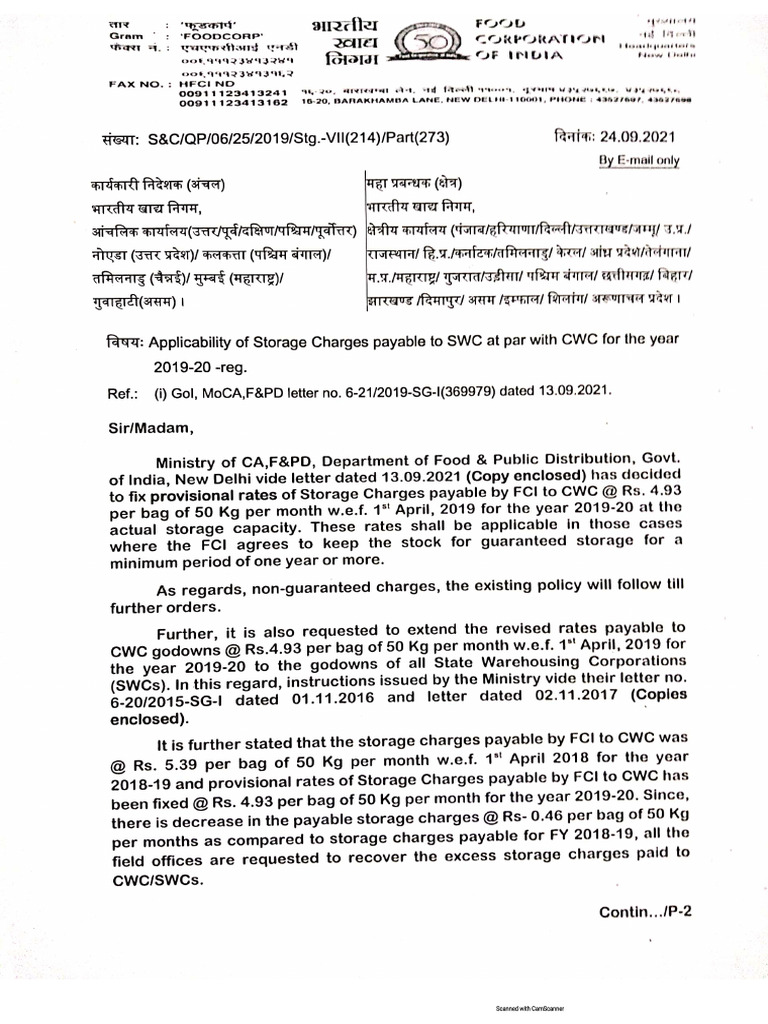 Storage Charges 2019-20 | PDF