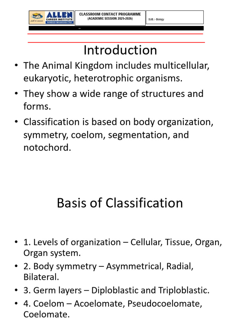 Animal Classification Overview and Phyla | PDF | Zoology | Biology