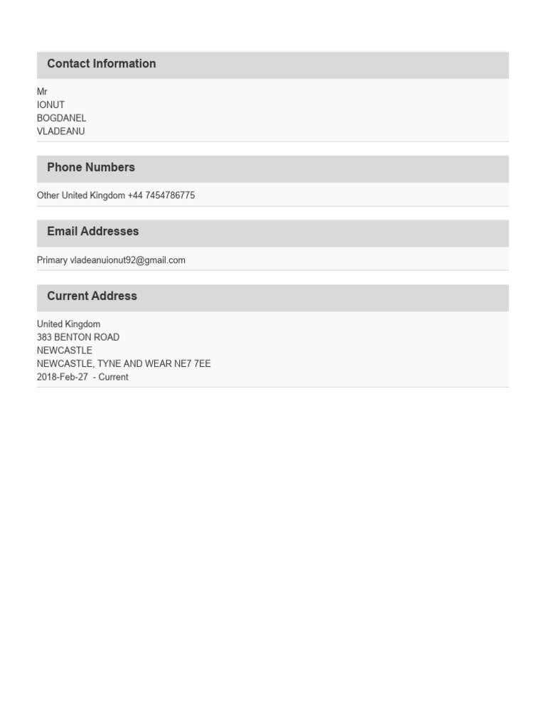 Personal Information for DBS Check Application | PDF
