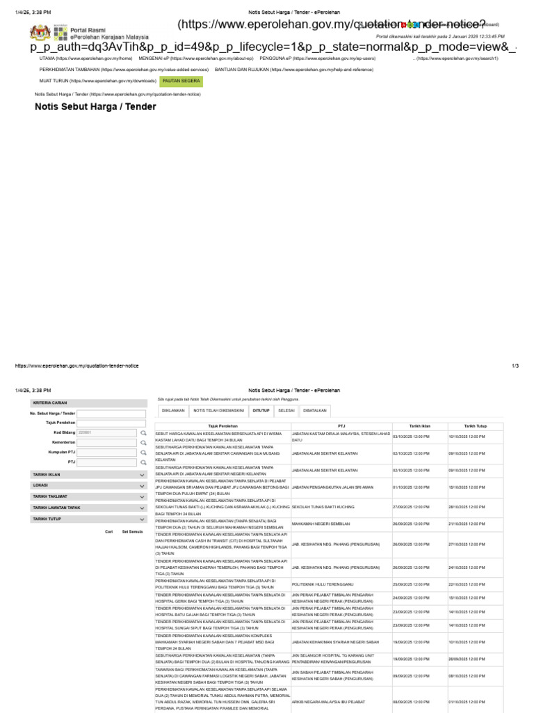 Notis Sebut Harga - Tender - EPerolehan Halaman 3 | PDF