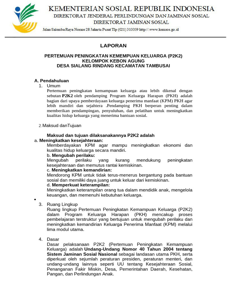 P2K2: Pemberdayaan Keluarga Sialang Rindang | PDF