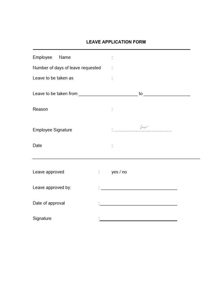 Leave Application Form Template | PDF