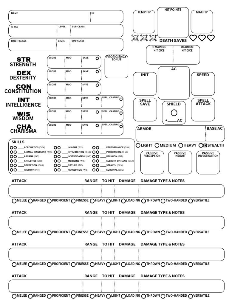D&D Character Sheet Essentials | PDF