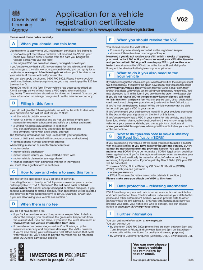 v62 Application For A Registration Certificate | PDF