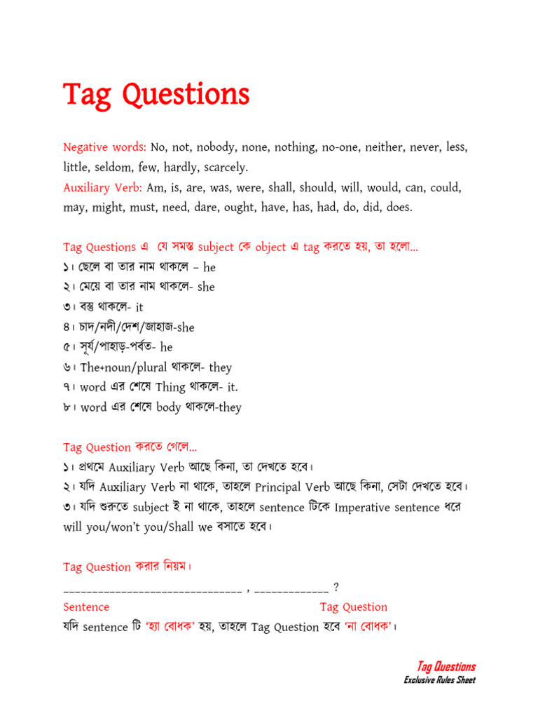 Tag Questions | PDF