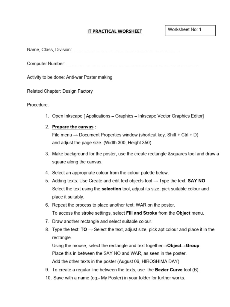 IT Practical Worksheet Activities Guide | PDF | Computer File | World ...