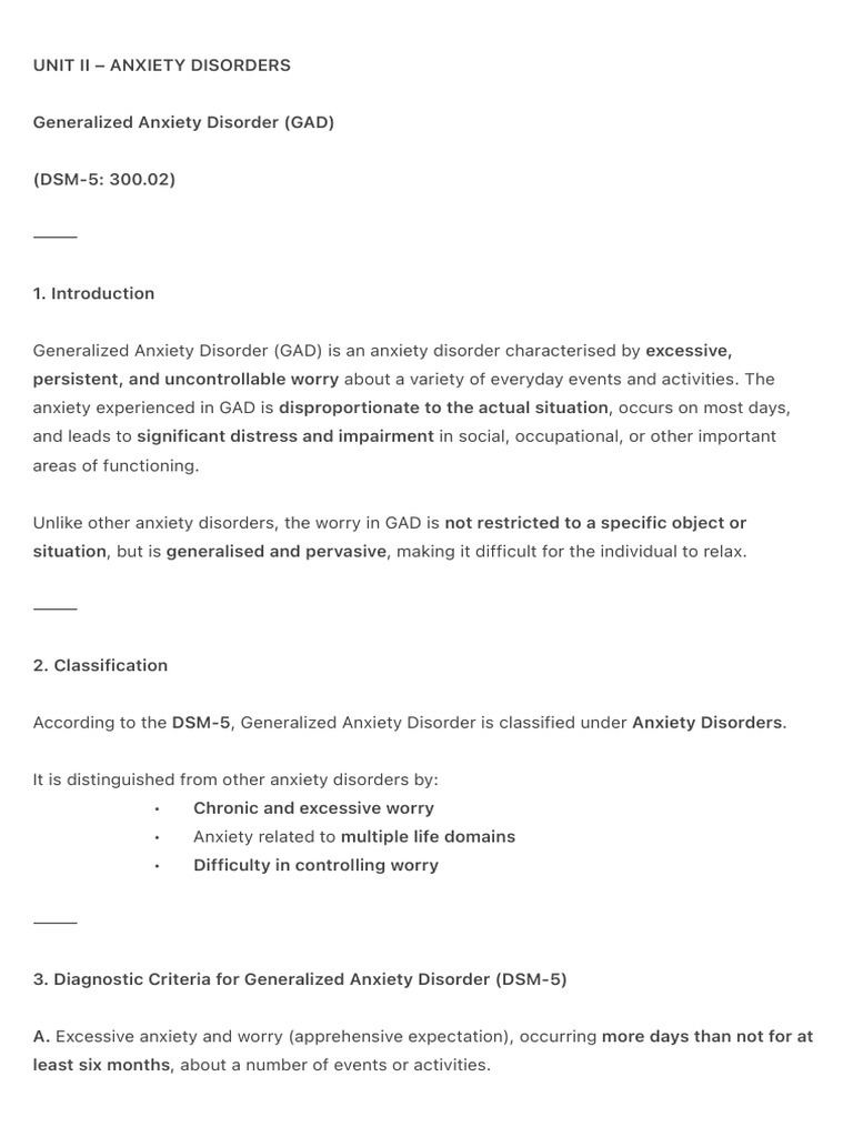 Understanding Generalized Anxiety Disorder | PDF | Anxiety | Obsessive ...