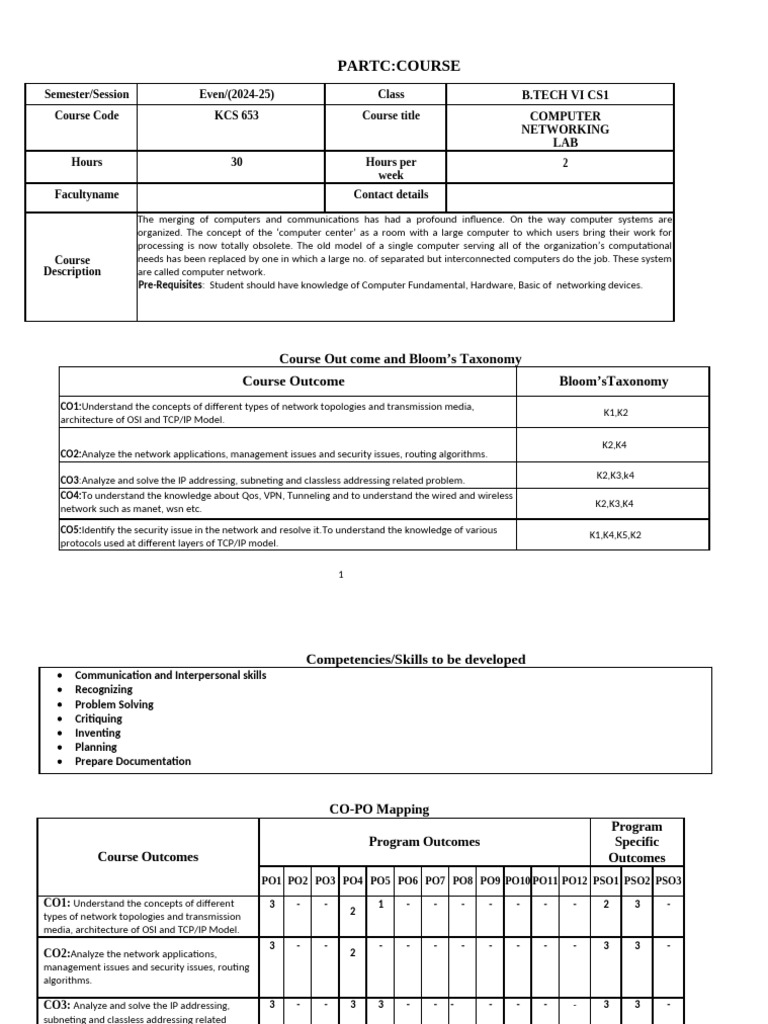 Computer Networking Lab Course Overview | PDF | Network Switch ...