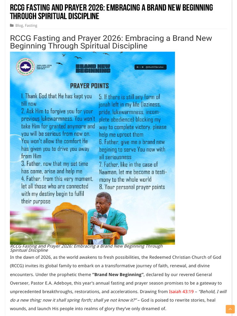RCCG Fasting & Prayer 2026 Guide | PDF | Prayer | God In Christianity