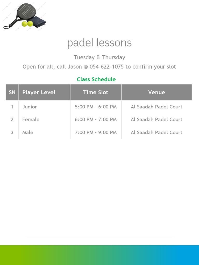 Padel Lessons | PDF