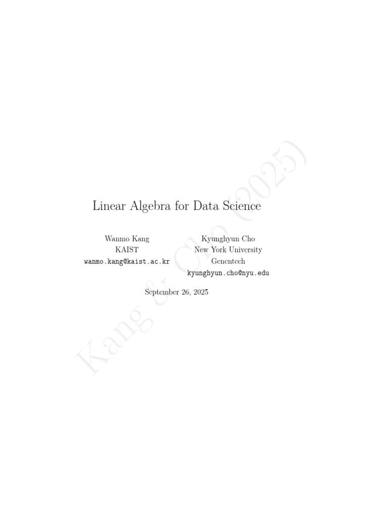 Linear Algebra For Data Science English September 26 2025 | PDF ...