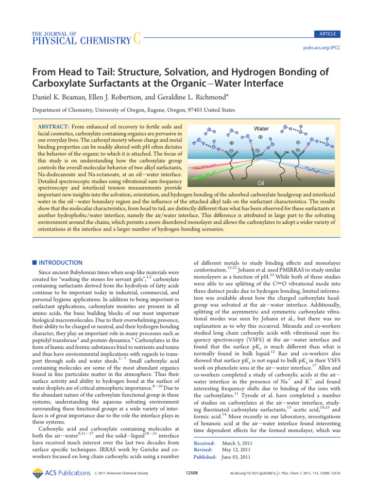 From Head To Tail Structure Solvation and Hydrogen Bonding of ...