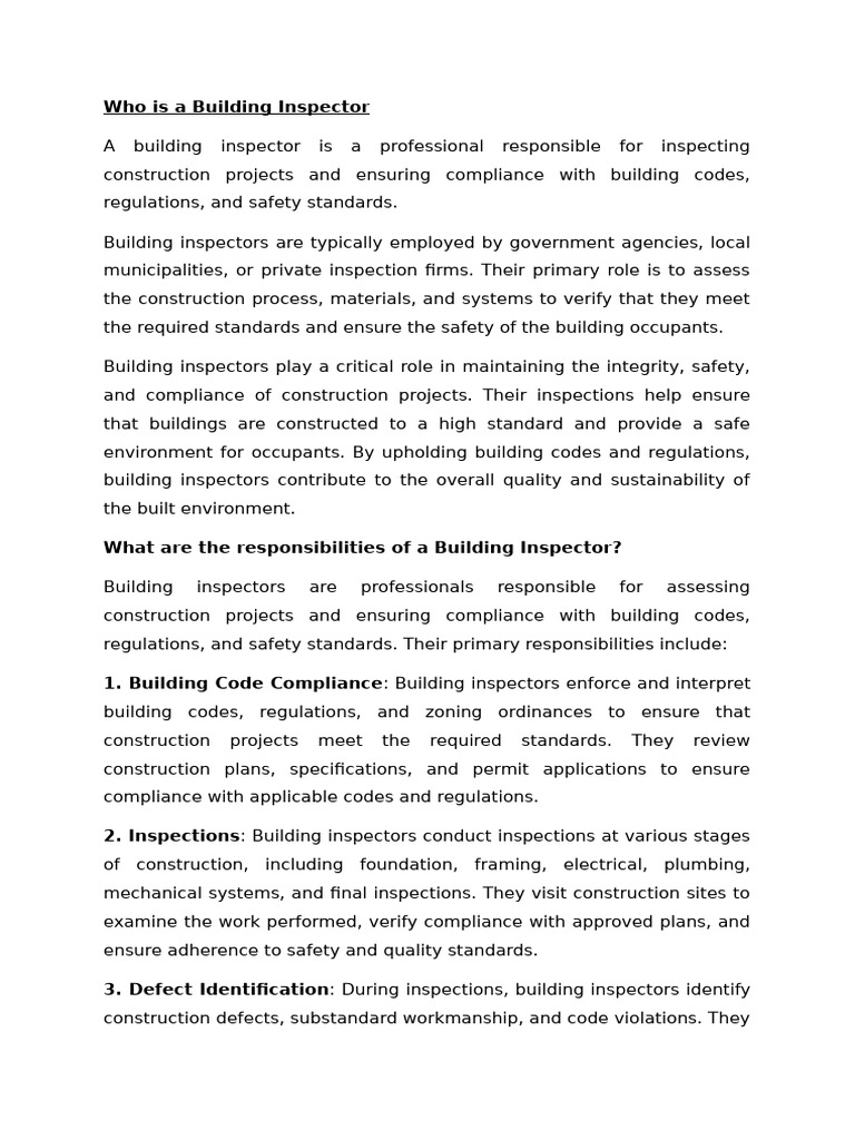 Understanding Building Inspectors' Roles | PDF | Building Code ...