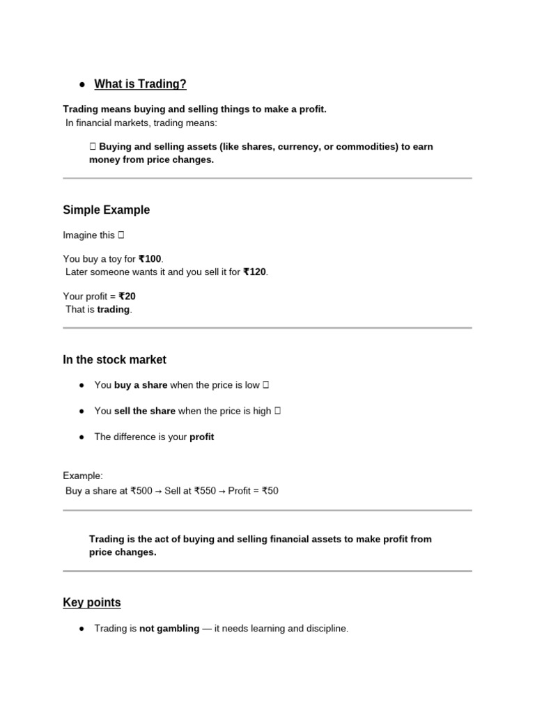 Understanding Trading Basics and Concepts | PDF