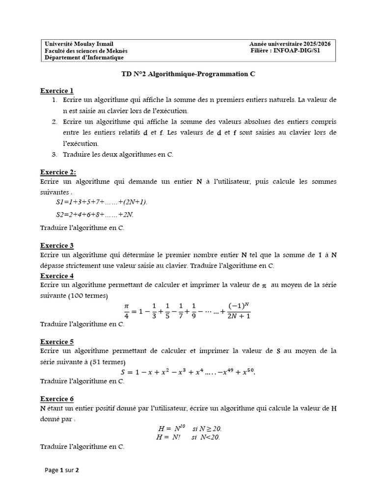 Algorithmes et Programmation en C | PDF | Mathématiques | Théorie des ...
