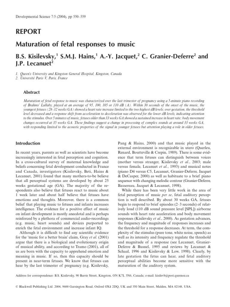 Fetal Music Response Maturation Study | PDF | Fetus | Pregnancy