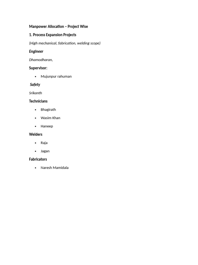 Project-Based Manpower Allocation Guide | PDF