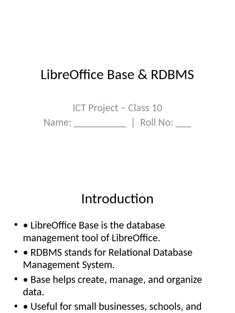 LibreOffice Base: RDBMS Overview | PDF | Relational Database | Databases
