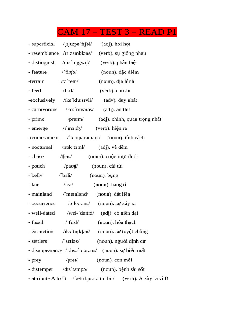 Voc Cam 17 Read Test 3 | PDF