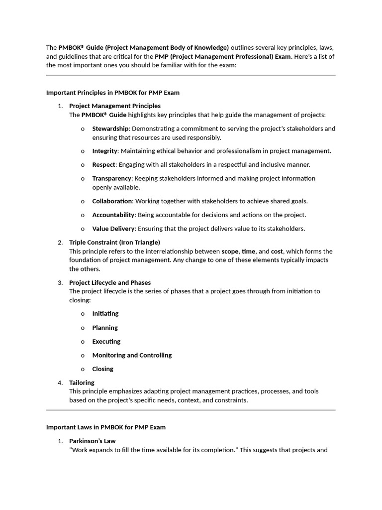 The PMBOK Terms | PDF | Project Management | Business