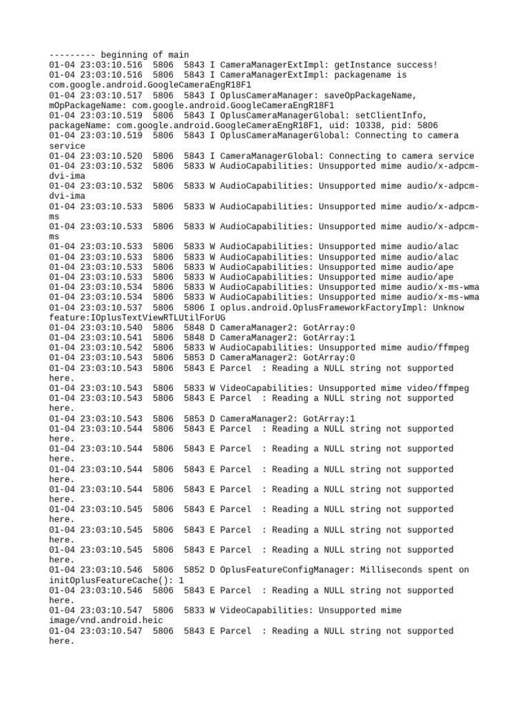 Camera Manager Log Analysis | PDF | Software | Operating System Technology