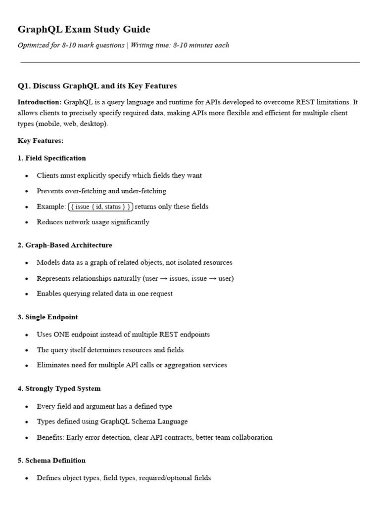 GraphQL Study Guide for Exams | PDF | Json | Client–Server Model