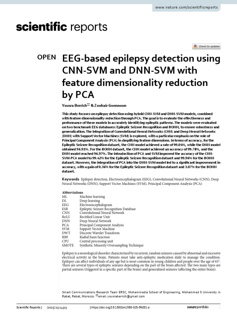 EEG-based Epilepsy Detection Using | PDF | Support Vector Machine ...