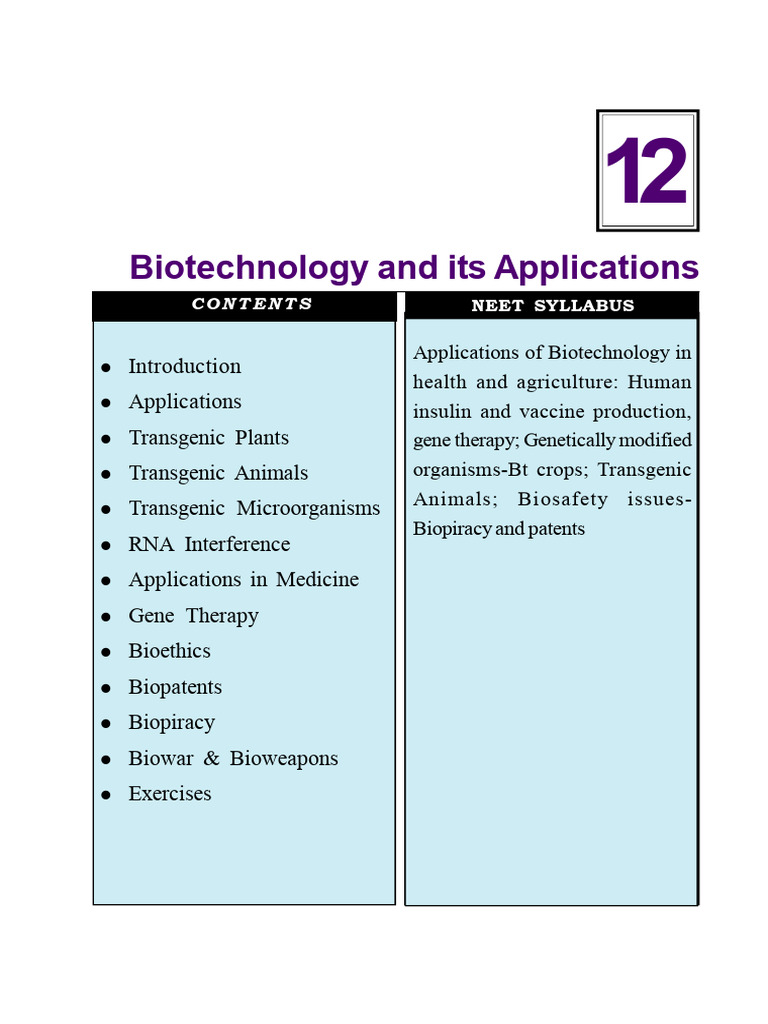 Biotechnology Applications in Health & Agriculture | PDF | Genetically ...