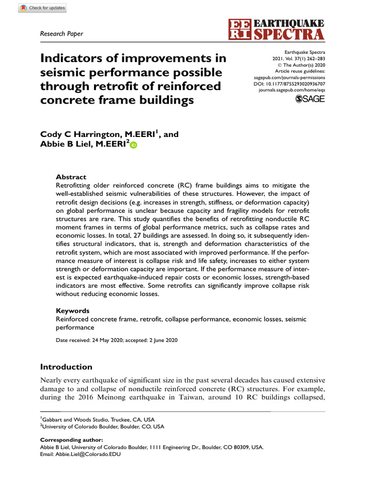 Seismic Retrofit Benefits for RC Buildings | PDF | Strength Of ...
