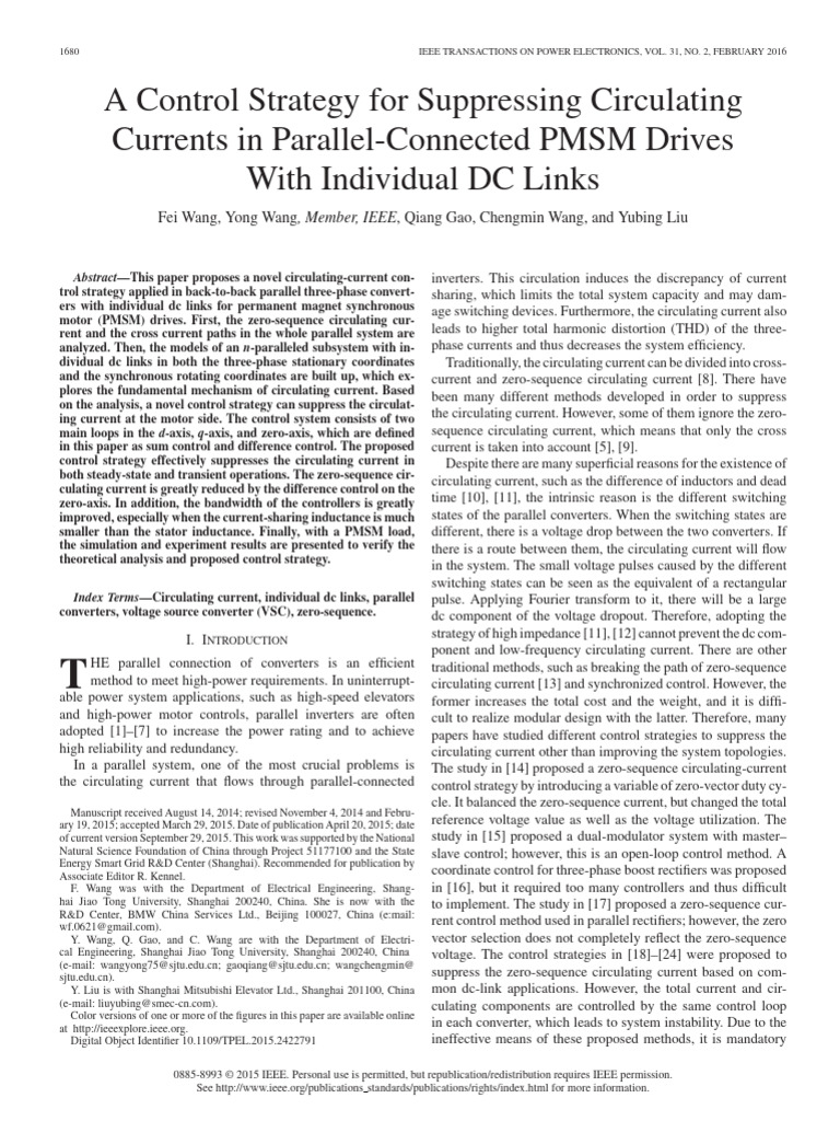 Control Strategy for PMSM Circulating Currents | PDF | Power Inverter ...